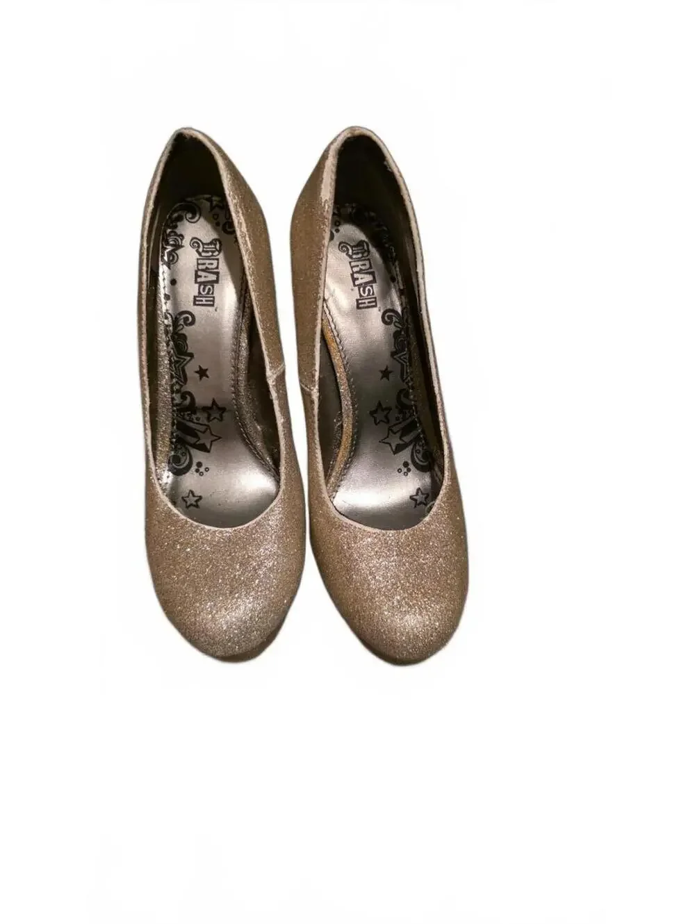 Size 6.5 'Brash' Gold glitter platform high heels